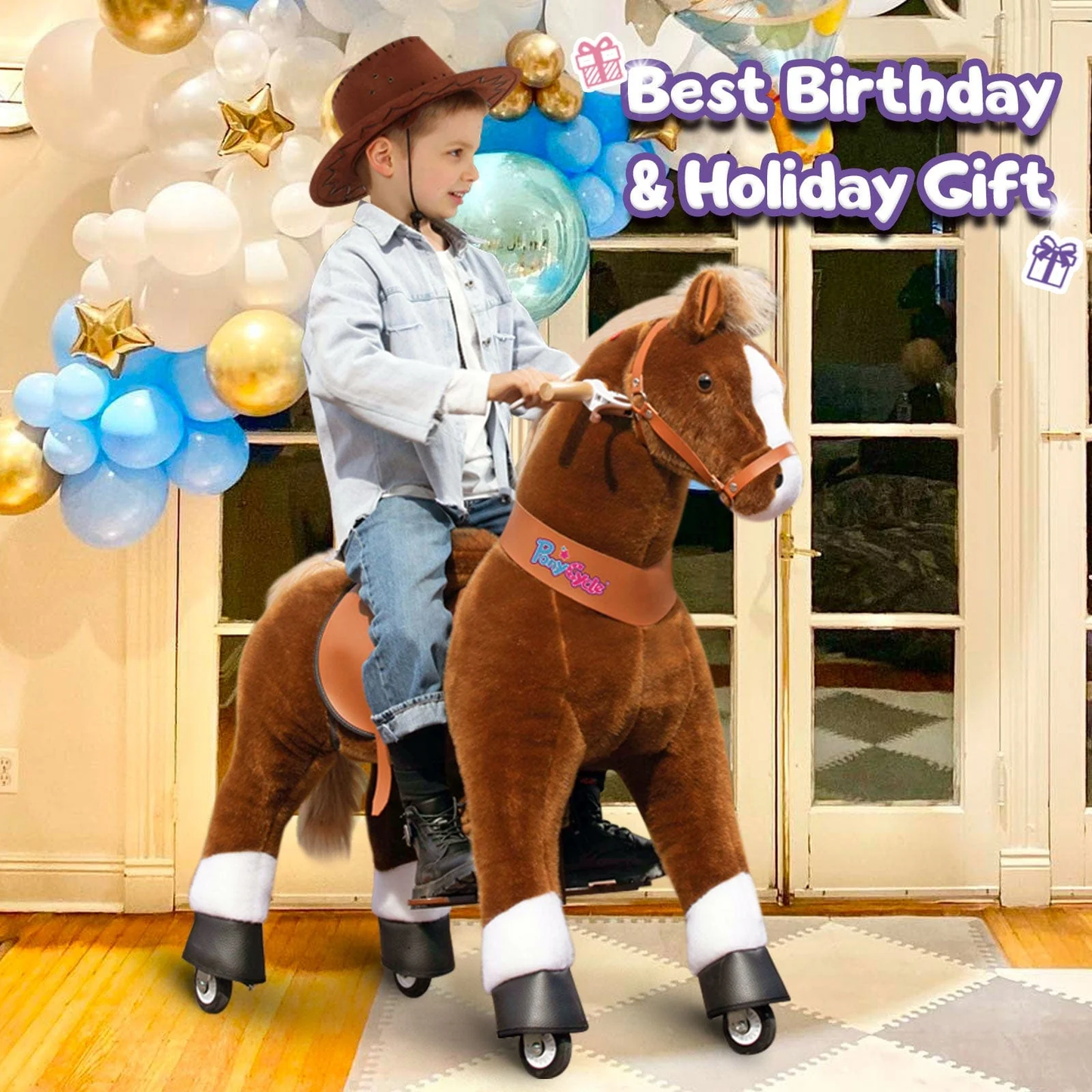 PonyCycle® Ride on Horse Size 5 for Age 7+ Brown-1